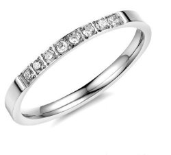 Clear Cubic Zirconia Stainless Steel Band- Size H