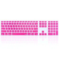 Kuzy - Full Size Pink Keyboard Cover Skin Silicone For Apple Keyboard With Numeric Keypad Wired USB For Imac - Pink