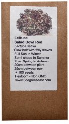 Heirloom Veg Seeds - Lettuce - Salad Bowl Red
