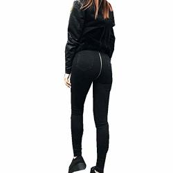 Hot Woaills High Waist Trousers Women Back Zipper Pencil Stretch Denim Skinny Jeans Pants XL Black