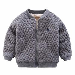 Maomahreww Kids Little Boys Winter Thick Fleece Quilted Coat Zipper Bomber Jacket Size 120 4-5Y Gray