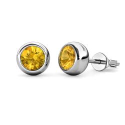 DESTINY Moon November citrine Birthstone Earrings With Swarovski Crystals In A Macaroon Case