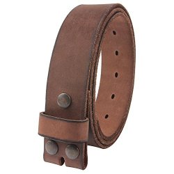Npet Mens Leather Belt Full Grain Vintage Distressed Style Snap On Strap 1 1 2" Wide Coffee 36"-38