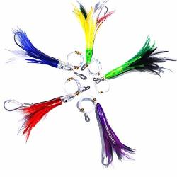 Deals on Kunsilane Fishing Trolling Lures Saltwater Tuna Feathers Rig  Teasers Squid Lures Offshore Fishing Bullet Head 5PCS 6 Inch, Compare  Prices & Shop Online