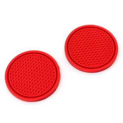Red Stylish Car Cup Silicone Coaster Car Accessories - 2 Piece