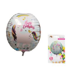 Balloon Helium Foil Happy Birthday Unicorn 45CM - 12 Pack