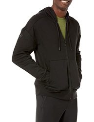 Amazon Brand - Peak Velocity Men's Medium-weight Fleece Full-zip Loose-fit Hoodie Black Medium