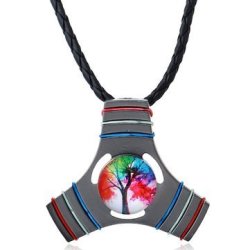 Fidget Spinner Necklace Trinity Tree Pendant Zinc Alloy Necklace Gift For Men W