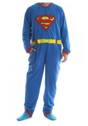 Superman - Mens Costume Union Suit With Cape Medium Blue