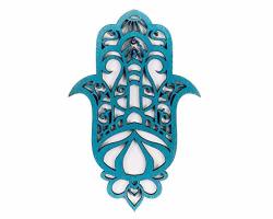 Hamsa Wood Wall Decor Evil Eye Amulet Artwork Spiritual Gift Home Blessing Hand Of Fatima Protection Amulet Religious Turquoise Wall Hanging D Cor Housewarming