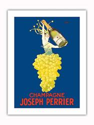 Pacifica Island Art - Champagne Joseph Perrier - French Woman Emerging From Chardonnay Grapes - Vintage Advertising Poster By J. Stall C.1926 - Premium