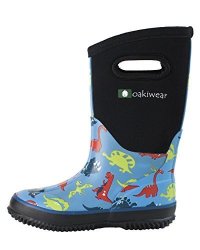 Oakiwear Children's Neoprene Rain Boots Snow Boots Muck Rain Boots Dinosaurs 9T