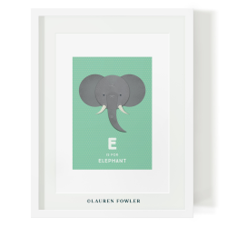 E For Elephant Art Print