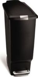 Simple Human - 40L Slim Plastic Pedal Bin W Steel Pedal - Black