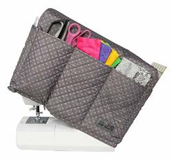 Everything Mary Grey Quilted Sewing Machine Cover - Dust Cover Protector That Fits Most Standard BrOther & Singer Machines - Collapsible With Storage Pocket