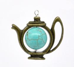 Bead Frames - Antique Bronze - Teapot Charm - 23x19mm