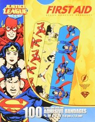 Justice League 100CT Bandages 3 4X3 Dc Comics Offficial Superman Wonderwoman Flash