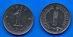France 1 Centime 1963 Unc Cent Centimes Francs Coin