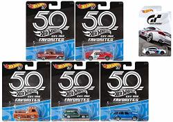Hot Wheels 50TH Anniversary Favorites Series Set Of 5 1 64 Scale Diecast Cars Bundled With Gran Turismo Bmw M4