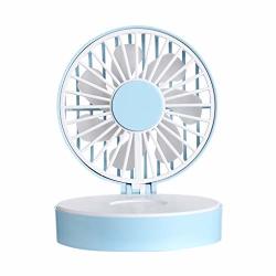 Unionm USB Fan Handheld Desktop With Mirror MINI Fan Personal Desk Small Mobile Portable Rechargeable Fan For Computer Laptop Home Outdoor Indoor Travel Blue
