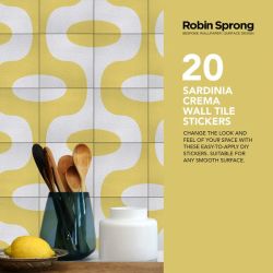 Robin Sprong Pack Of 20 15 X 15 Cm Sardinia Crema Wall Tile Stickers