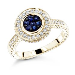 Luxurious Unique Blue Sapphire Ring 14k Gold 0.7ct