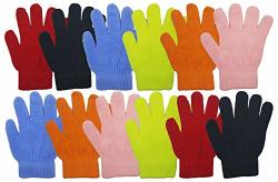 12 Pairs Winter Magic Gloves For Kids Toddlers Stretchy Warm Bulk Pack Boys Girls Children 12 Pairs Assorted Solids F