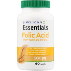 Clicks Essentials Folic Acid With Vitamin B6 And B12 60 Tablets