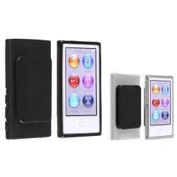 Everydaysource Compatible With Apple Ipod Nano 7TH Generation Black Tpu Rubber Case & Belt Clip + Clear Tpu Rubber Case