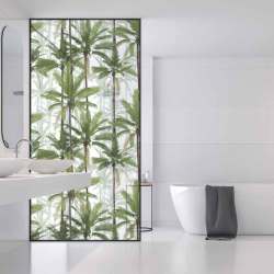 Frosted Vinyl Sticker For Your Shower Glass Glass Not Included Design: Crazy Palms