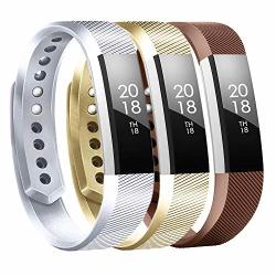 Molitececool Replacement Bands For Fitbit Alta And Fitbit Alta Hr adjustable Accessory Wristbands For Fitbit Alta And Alta Hr large And Small 3PACK Silver champagne Gold brown