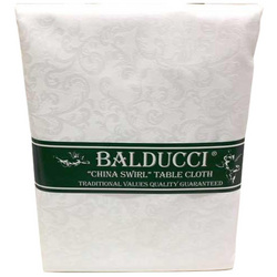 Balducci 12-Seater White Rectangular China Swirl Tablecloth
