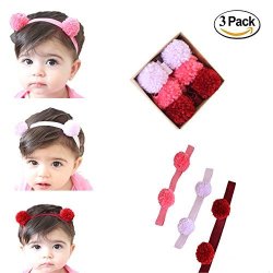 Handmade Pompom Headband For Baby Girls And Newborn - Colourful 3PCS
