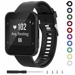 Meifox Compatible With Garmin Forerunner 35 Bands Solf Silicone Replacement Band For Garmin Forerunner 35 Forerunner 30 Smartwatch. Black Larger