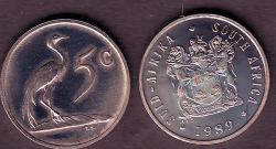 South Africa 1989 5c Proof Coin Rare