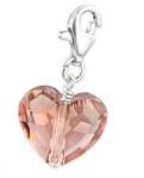 B38-C28992 - 925 Sterling Silver Heart Swarovski Crystal Charm Dangle