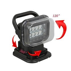 Black 12V 50W 360&120 Cree Wireless LED Auto Search Spot Light Rotating Remote Control Work Light Spot For Suv Boat Home Security Farm Field