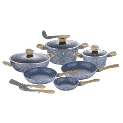 Berlinger Haus 12-PIECE Marble Coating Forest Line Cookware Set Light Wood BH-1572