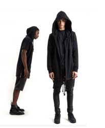 Long Shawl Hooded Cloak - Black