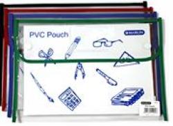 Pvc Book Bag Pouch Clear- Velcro Closure Name Card Holder Size 24CMX36CM Fits A4 Size Items Comfortably Ideal For School Home Or Office