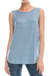 Loose Flowy Fit Rayon Knit Tank Tops: Regular And Plus Size Workout Cool Relaxed D Blue XL