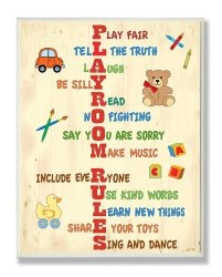 The Kids Room By Stupell Vertical Playroom Rules Rectangle Wall Plaque