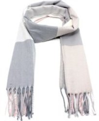 BlackBerry Thick Knit Block Scarf Grey pink