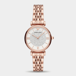 Emporio Armani Women&apos S Rose Gold Plated Stainless Steel Bracelet Watch