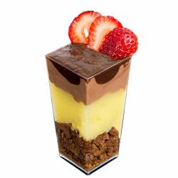 DLux 100 x 2 oz Mini Dessert Cups with Spoons and Lids, Square Short 