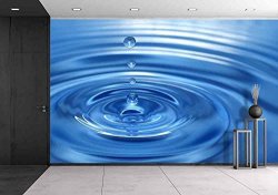 WALL26 - The Round Transparent Drop Of Water Falls Downwards - Removable Wall Mural Self-adhesive Large Wallpaper - 100X144 Inches
