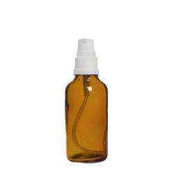 50ML Amber Glass Aromatherapy Bottle With Serum Pump - White 18 410