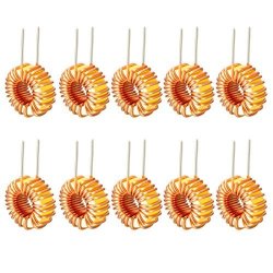 Uxcell 10PCS Vertical Toroid Magnetic Inductor Monolayer Wire Wind Wound 22UH 5A Inductance Coil