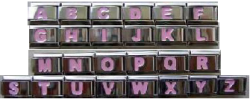 Pl - Stainless Steel Pink Letters Italian Charms - W