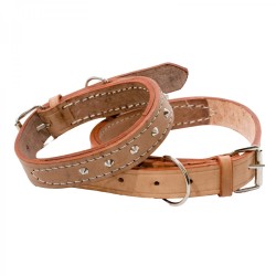 Marltons Stitched Leather Studded Collar 30mm